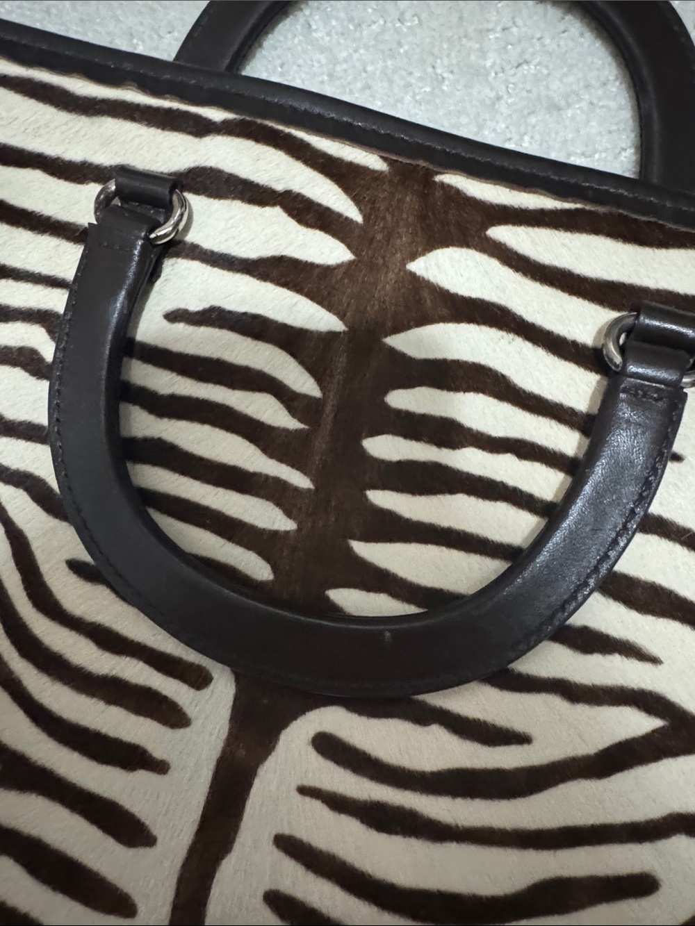 Rare vintage Prada Zebra Print pony hair Top-Handle bag - Picture 13 of 16